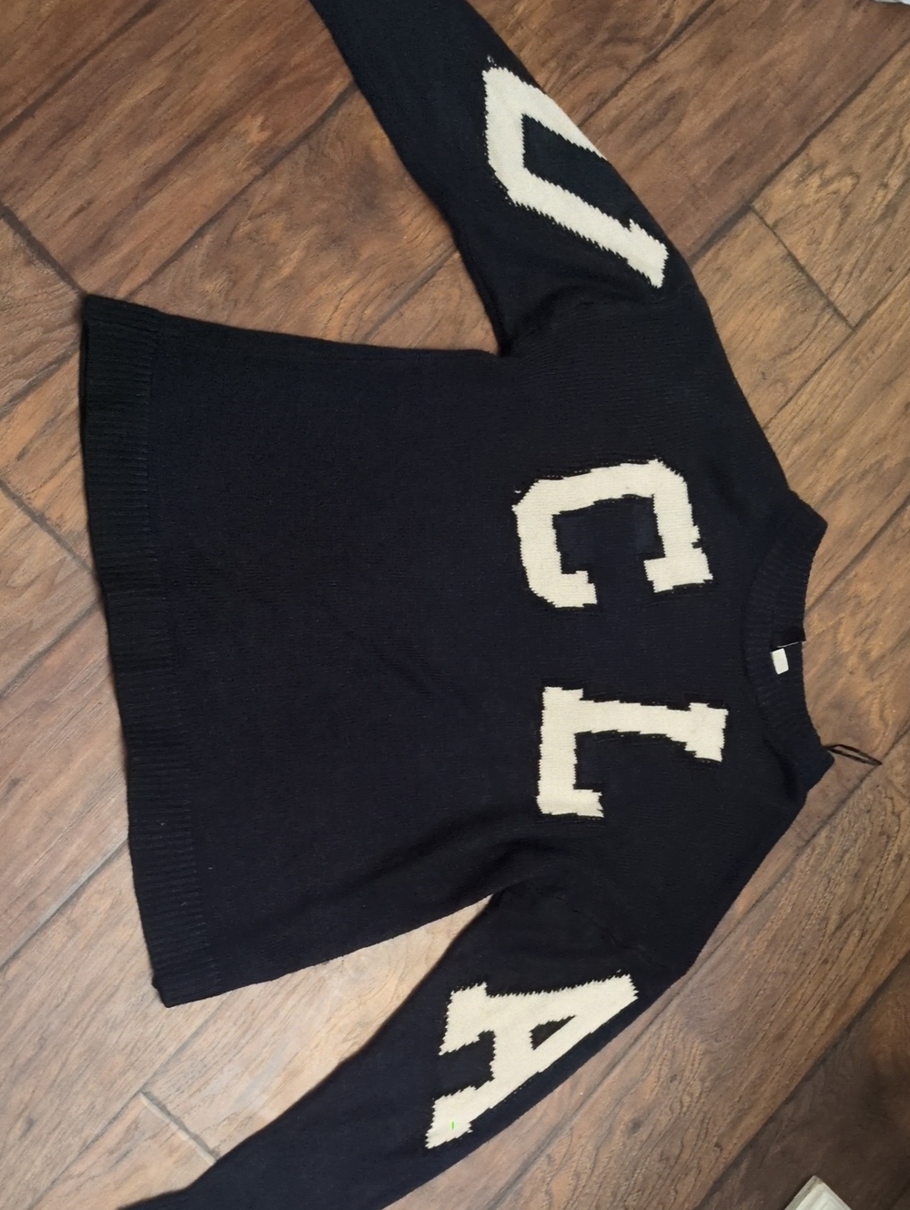 Navy Blue Sweater with White Lettering - UCLA Style
